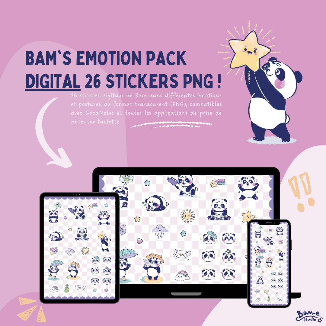 Bam's Emotion Pack Digital — 26 Stickers PNG